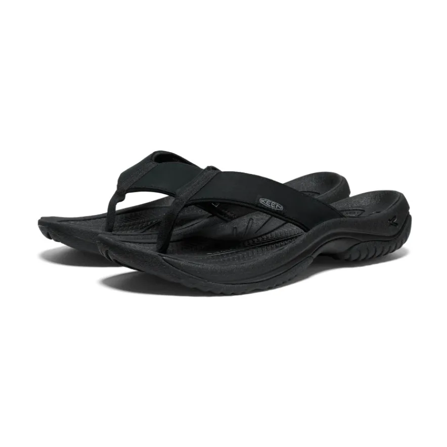 Best Sale Kona Leather Flip-Flop Pour Homme | Black/Steel Grey Homme Sandales
