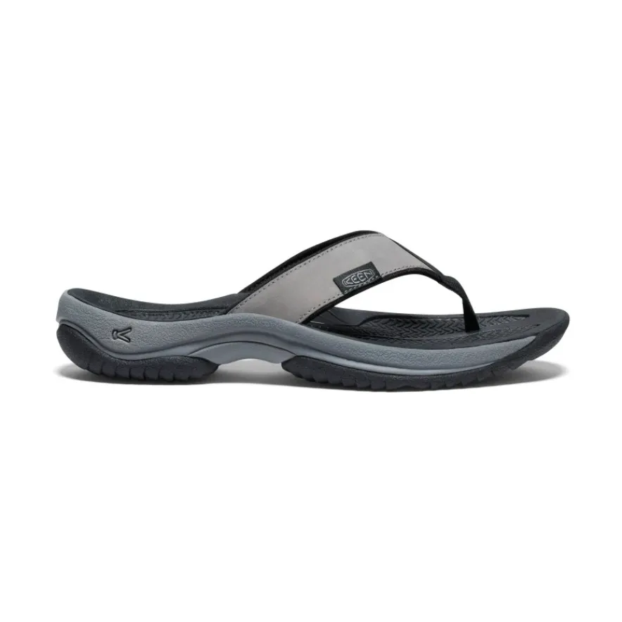 New Kona Leather Flip-Flop Pour Homme | Steel Grey/Black Homme Sandales