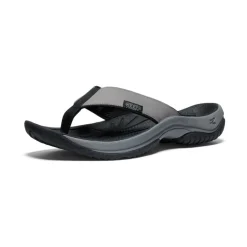 New Kona Leather Flip-Flop Pour Homme | Steel Grey/Black Homme Sandales