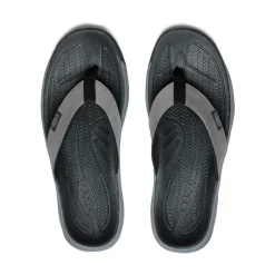 New Kona Leather Flip-Flop Pour Homme | Steel Grey/Black Homme Sandales