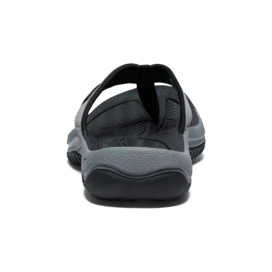 New Kona Leather Flip-Flop Pour Homme | Steel Grey/Black Homme Sandales