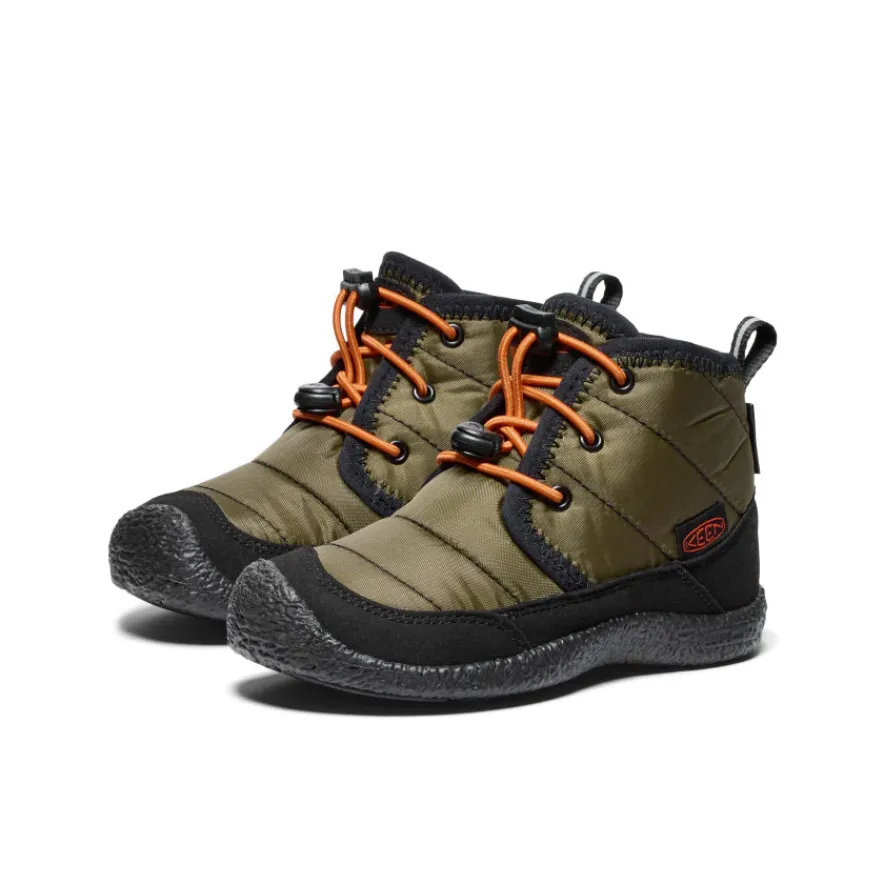 Hot Little Kids' Howser II Waterproof Chukka | Dark Olive/Gold Flame Enfant Bottes
