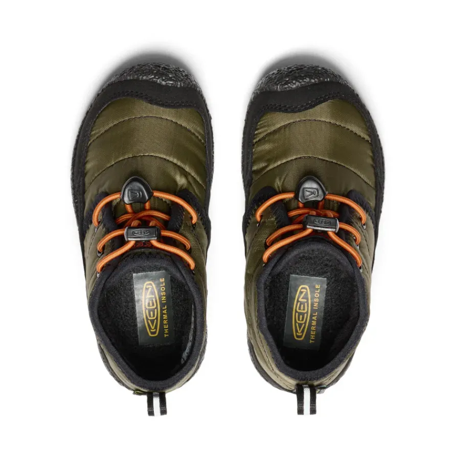 Hot Little Kids' Howser II Waterproof Chukka | Dark Olive/Gold Flame Enfant Bottes