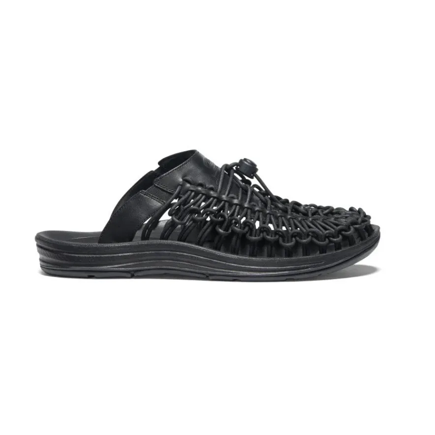 Store UNEEK Premium Leather Slide Pour Homme | Triple Black/Black Homme Chaussures À Enfiler