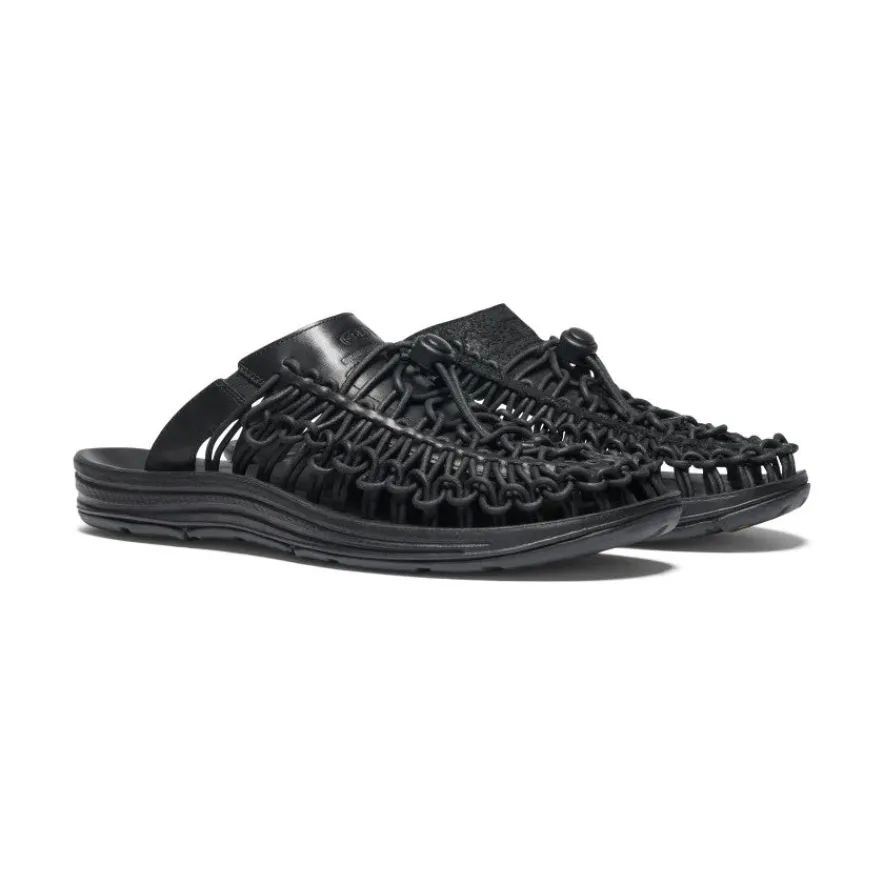 Store UNEEK Premium Leather Slide Pour Homme | Triple Black/Black Homme Chaussures À Enfiler