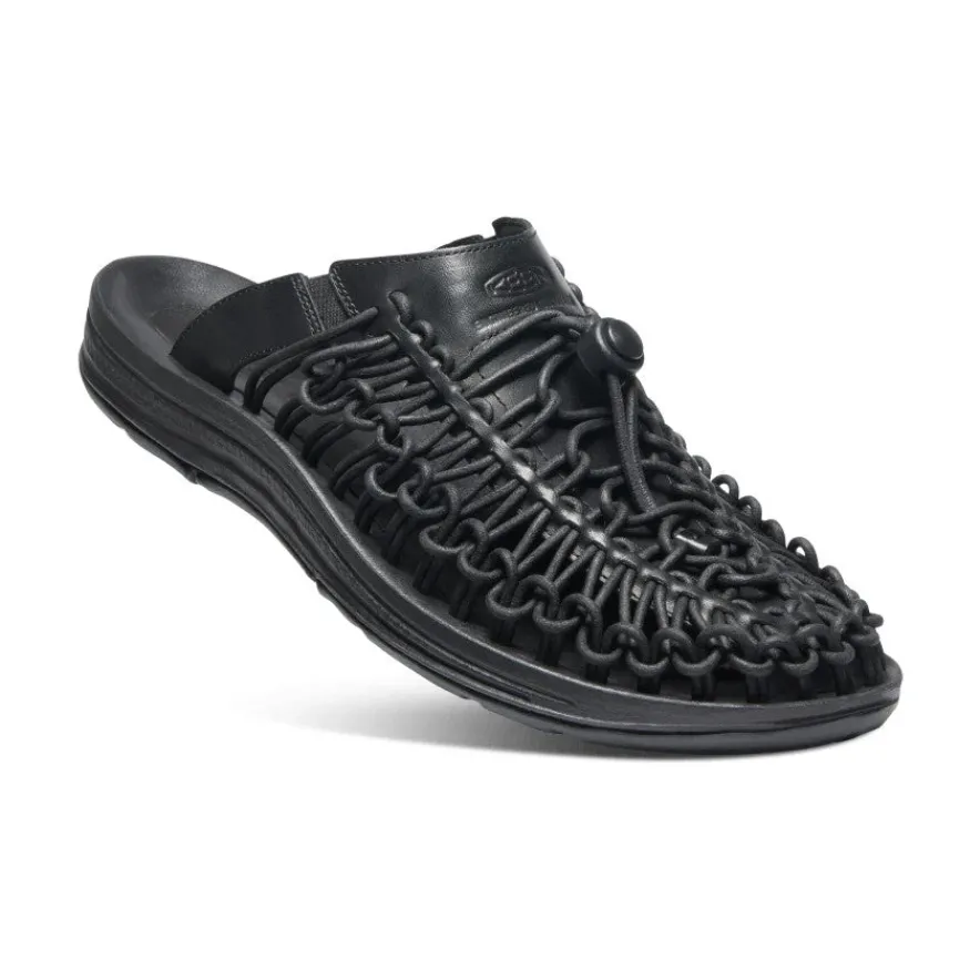 Store UNEEK Premium Leather Slide Pour Homme | Triple Black/Black Homme Chaussures À Enfiler